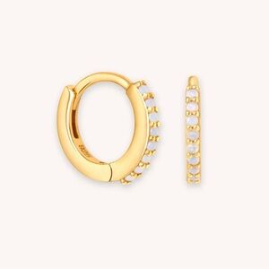 Astrid & Miyu 14k gold plated Huggie hoops with crystals NWT